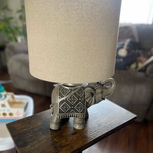 Elephant Table Lamp with Beige Shade